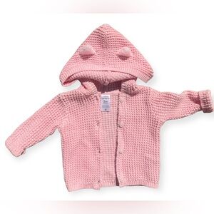 Carters - NWOT- Baby Hooded Knitted Cardigan- pink - 3M